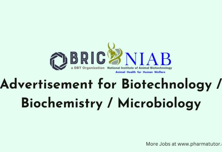 Advertisement for Biotechnology / Biochemistry / Microbiology at BRIC-NIAB
