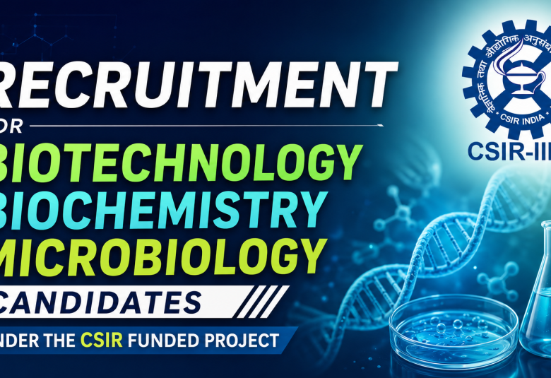 Advertisement for Biotechnology / Biochemistry/ Microbiology candidates under the CSIR funded project at IIIM