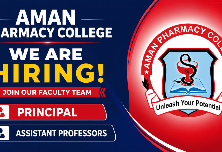 Advertisement for Principal and Assistant Professors at Aman Pharmacy College