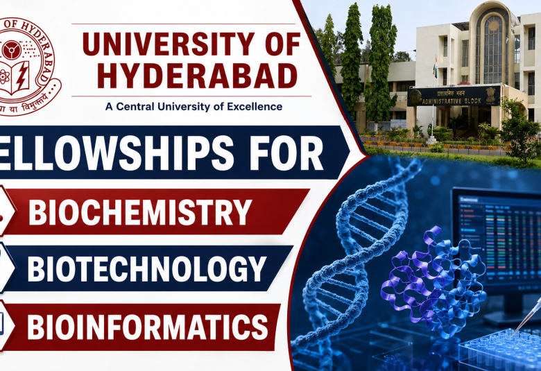 Fellowships for Biochemistry / Biotechnology / Bioinformatics at University of Hyderabad