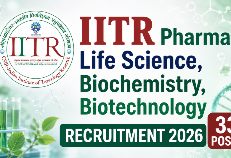 IITR Pharma, Life Science, Biochemistry, Biotechnology Recruitment 2026
