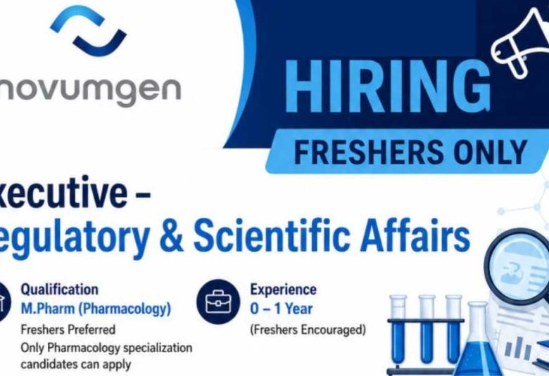 Novumgen Hiring Regulatory & Scientific Affairs Executive | Pharmacology Freshers Preferred Only