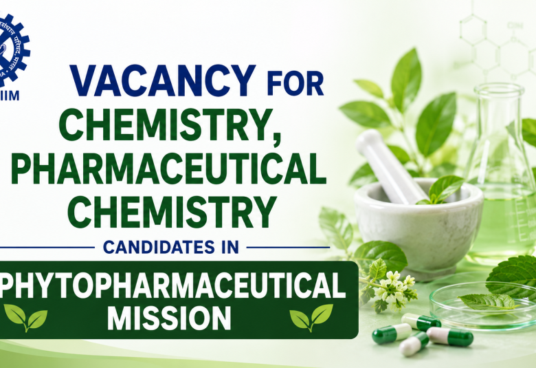 Vacancy for Chemistry, Pharmaceutical Chemistry candidates in Phytopharmaceutical Mission at IIIM