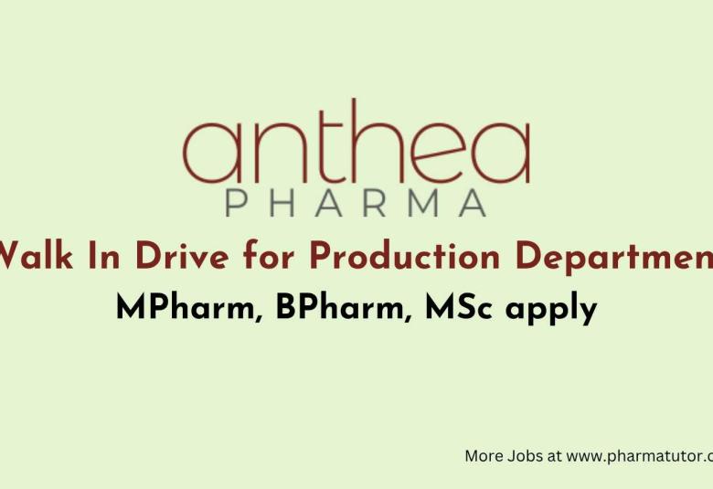 Walk In Drive for Production Department at Anthea Pharma