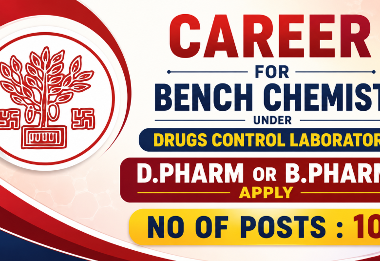 Career for Bench Chemist under Drugs Control Laboratory