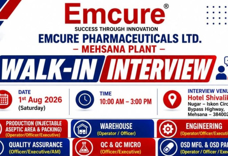 Emcure Interview : Pharma and Science Jobs in QA, QC, Production and Packing