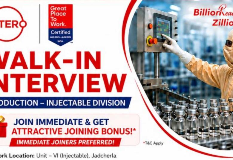 Hetero Hiring Pharma and Science candidates in Production / QA / QC