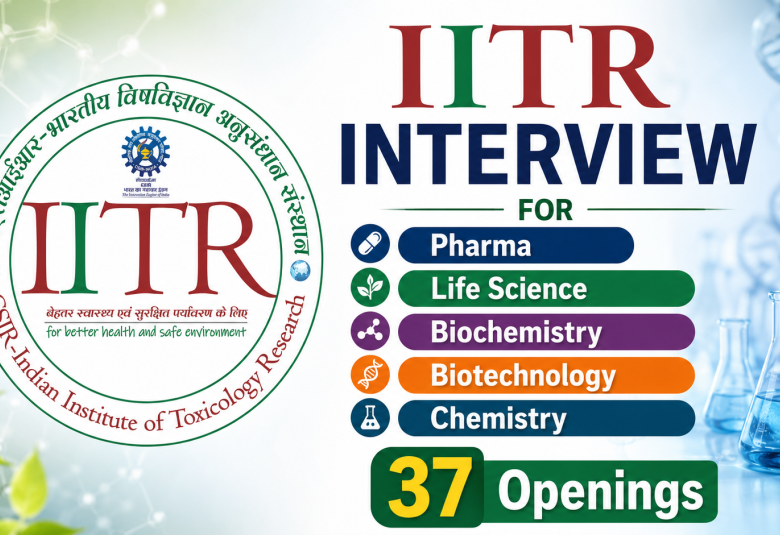 IITR Interview for Pharma, Life Science, Biochemistry, Biotechnology, Chemistry candidates