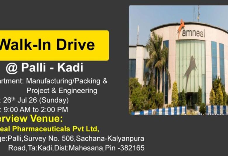 Interview for Pharma and Science candidates in Manufacturing and Packing at Amneal Pharma