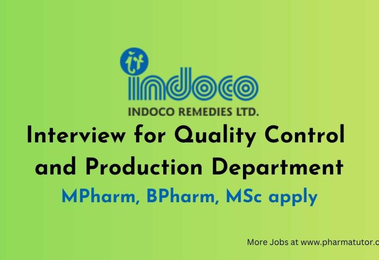 Interview for Quality Control and Production Department at Indoco Remedies