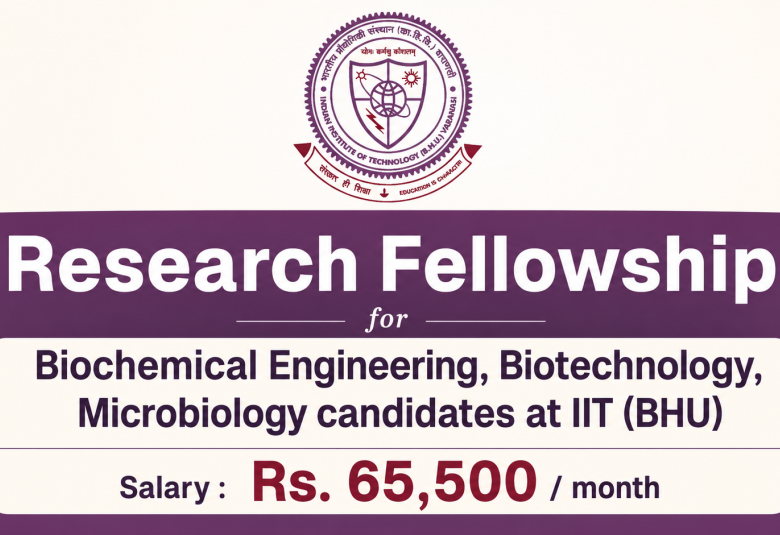 Research Fellowship for Biochemical Engineering, Biotechnology, Microbiology candidates at IIT (BHU)