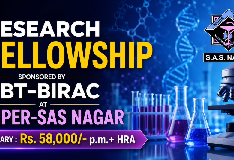 Research Fellowship sponsored by DBT-BIRAC at NIPER-SAS Nagar