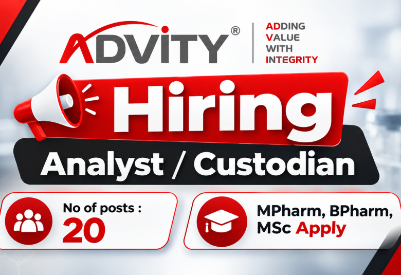ADVITY Hiring Analyst / Custodian - MPharm, BPharm, MSc Apply