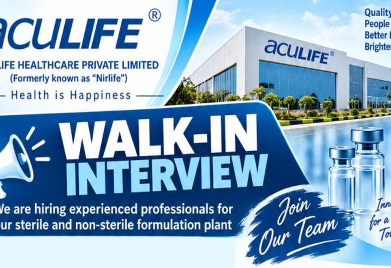 Interview in ADL, QA, QC, F&D at Aculife Healthcare