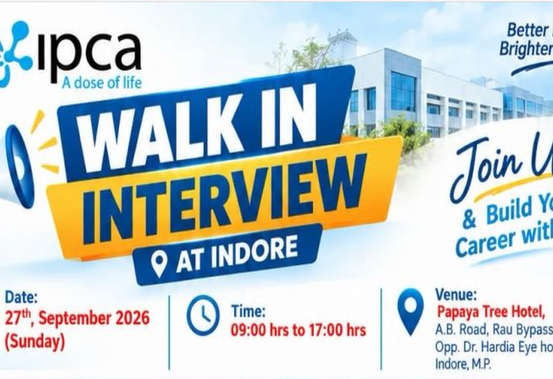 Ipca Laboratories Limited Invites Pharma and Science candidates in Production, Technology Transfer, DP Manufacturing, Quality Control