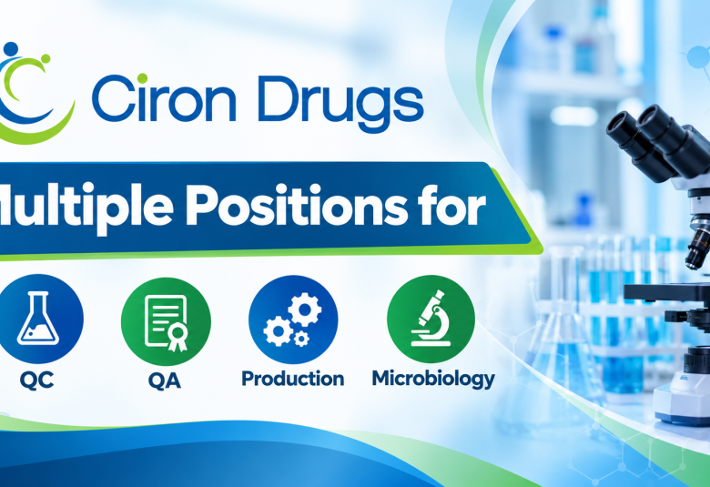 Multiple Positions for QC, QA, Production, Microbiology at Ciron Drugs