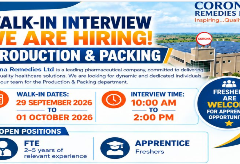 Production and Packing Jobs at CORONA Remedies