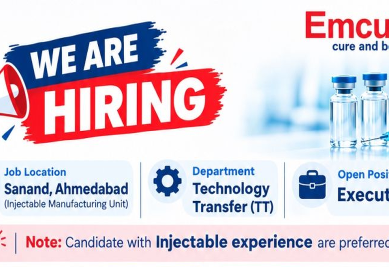 Wanted Technology Transfer Executive at Emcure