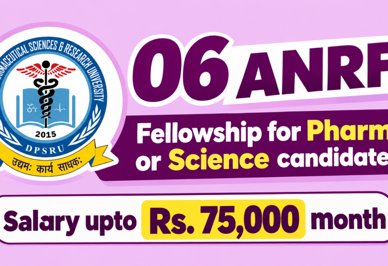 DPSRU announces Research hiring in Government funded projects- Pharmacy and Sciences candidates may join for 6 positions