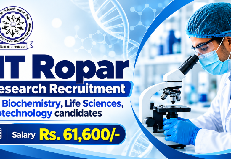 IIT Ropar Research Recruitment for Biochemistry, Life Sciences, Biotechnology candidates