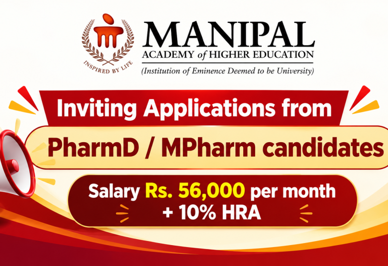 MAHE inviting applications from PharmD / MPharm candidates
