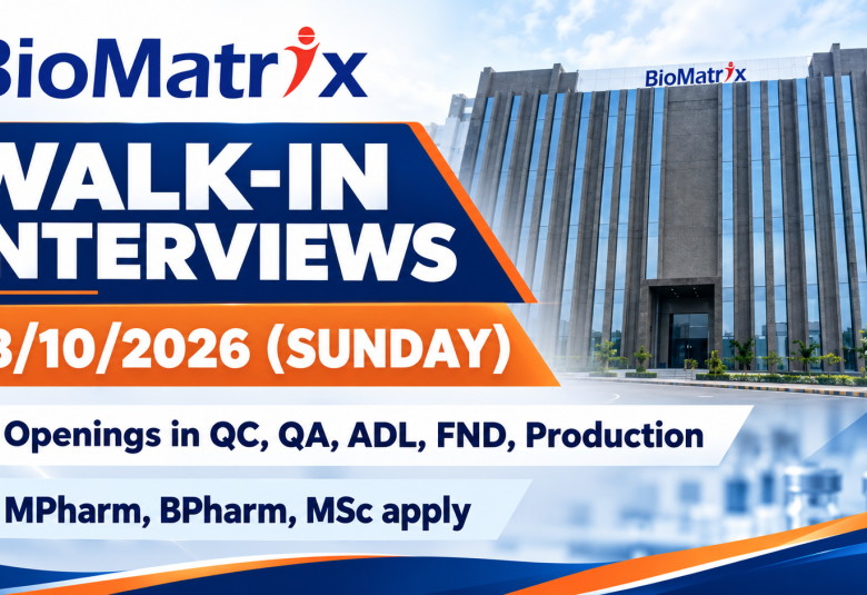 Openings in QC, QA, ADL, FND, Production at BioMatrix