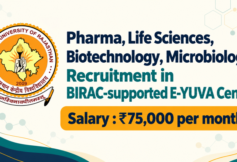 Pharma, Life Sciences, Biotechnology, Microbiology Recruitment in BIRAC-supported E-YUVA Center at CURAJ
