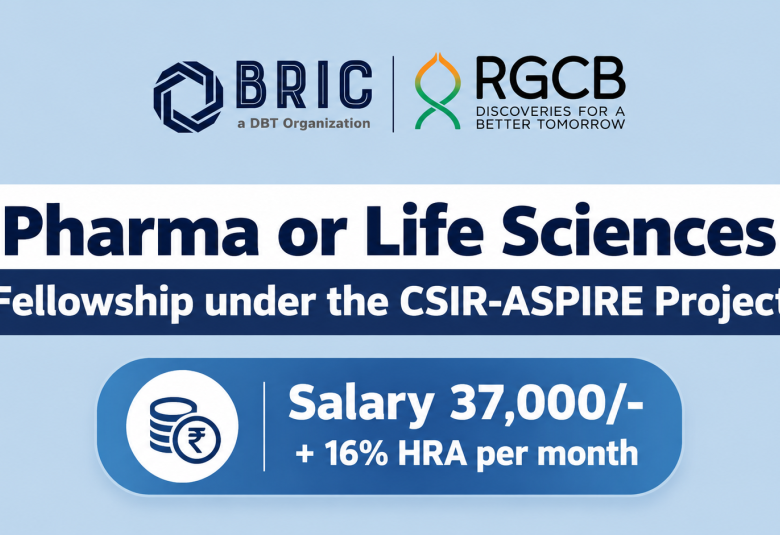 Pharma or Life Sciences Fellowship under the CSIR-ASPIRE Project at BRIC-RGCB