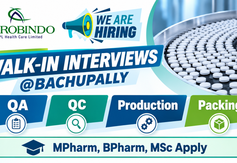 QA, QC, Production, Packing Jobs at Aurobindo Pharma