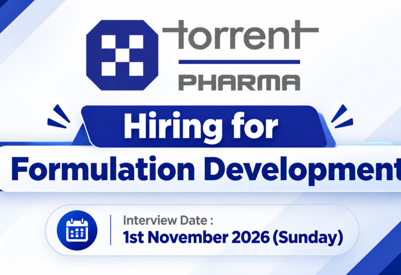 Torrent Pharma Hiring for Formulation Development