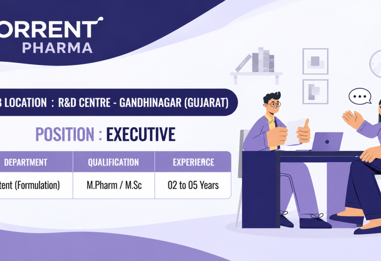Torrent Pharma Hiring Patent (Formulation) Executive