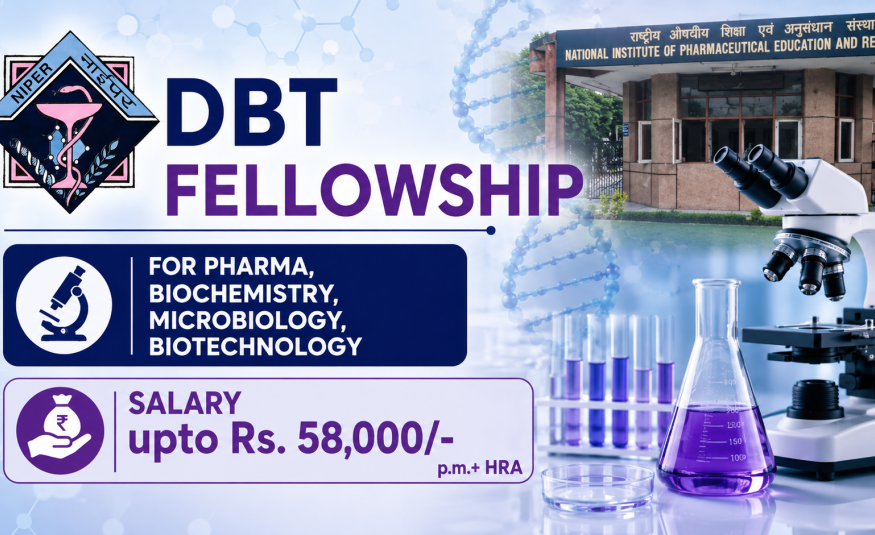 DBT Fellowship for Pharma, Biochemistry, Microbiology, Biotechnology at NIPER