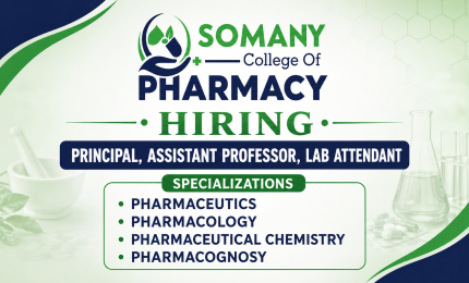 Somany College of Pharmacy Hiring Principal, Assistant Professor, Lab Attendant