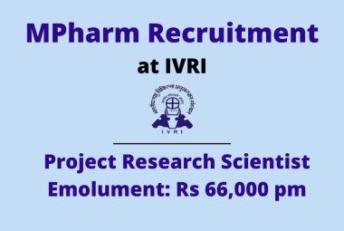 Job for M.Pharm as Project Research Scientist at IVRI