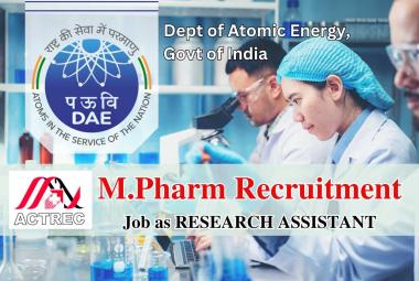 M.Pharm job at ACTREC, Mumbai | autonomous institution of Department of Atomic Energy, Government