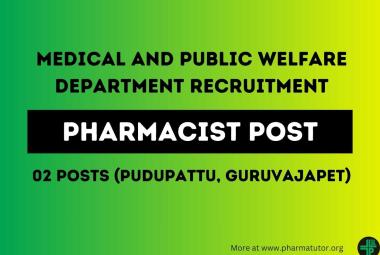 Applications are invited for Pharmacist in Medical and Public Welfare Department