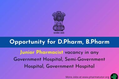 Pharmacist openings in State Government Hospital under Municipal Corporation - DPharm or BPharm can apply
