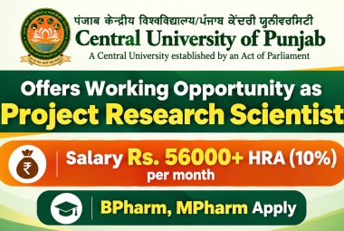 Central University of Punjab Offers Working Opportunity as Project Research Scientist