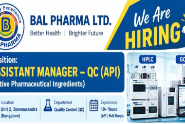 Bal Pharma looking for QC Assistant Manager