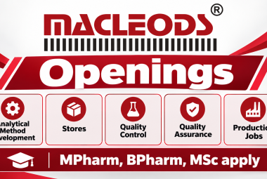 Macleods Openings : Analytical Method Development, Stores, Quality Control, Quality Assurance, Production Jobs
