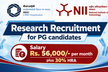 Research Recruitment for PG candidates at National Institute of Immunology