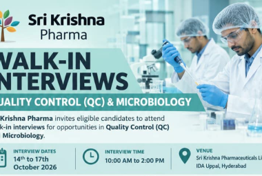 Walk in drive for Quality Control, Production and Microbiology at Sri Krishna Pharma