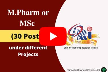 Jobs for M.Pharm, MSc under different Projects at CDRI