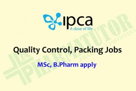 Quality Control / Packing Jobs Ipca Laboratories | MSc, B.Pharm