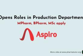 Aspiro Pharma Opens Roles in Production Department