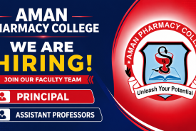 Advertisement for Principal and Assistant Professors at Aman Pharmacy College