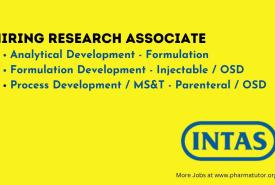Intas Pharma Hiring Research Associate