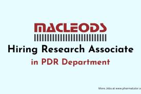 Macleods Hiring Research Associate in PDR Department