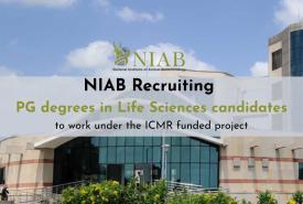 NIAB Recruiting PG degrees in Life Sciences candidates to work under the ICMR funded project