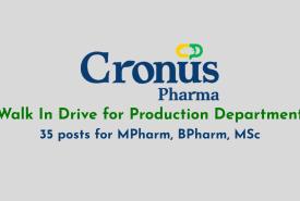 Walk In Drive for Production Department at Cronus Pharma